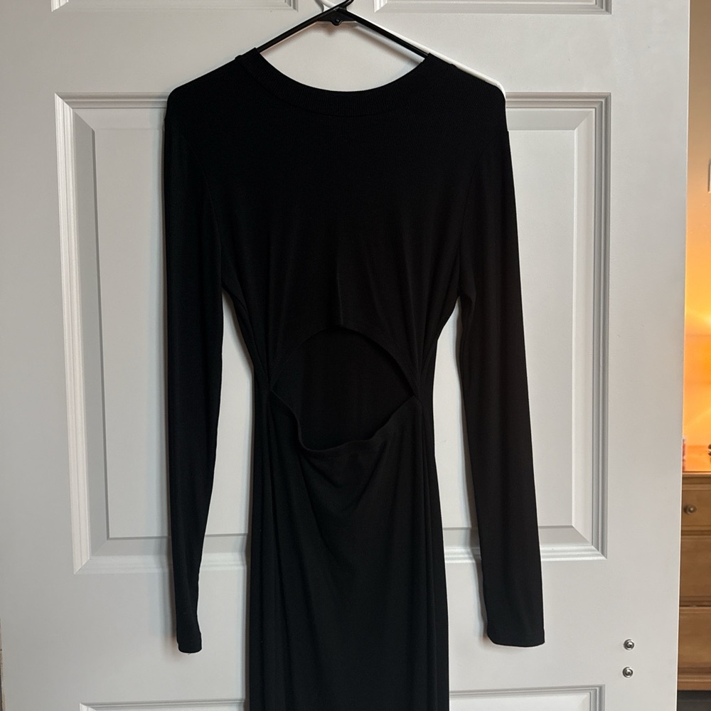 Black Long Sleeve Dress with Cut Out